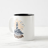 Acadia National Park Lighthouse Sunrise Zweifarbige Tasse (Vorderseite Links)