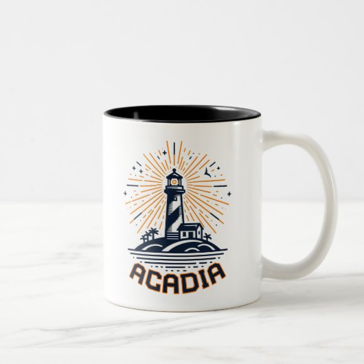 Acadia National Park Lighthouse Sunrise Zweifarbige Tasse (Rechts)