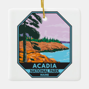 Acadia National Park Maine Bar Harbor Vintage Keramikornament