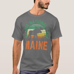 Acadia National Park Maine Elch Wandern Retro Sonn T-Shirt
