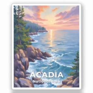 Acadia National Park   Maine Malerei Reise Kunst Aufkleber