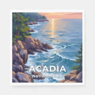 Acadia National Park Maine Malerei Reise Kunst Serviette
