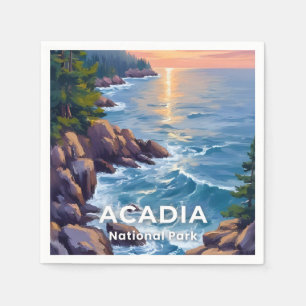 Acadia National Park Maine Malerei Reise Kunst Serviette