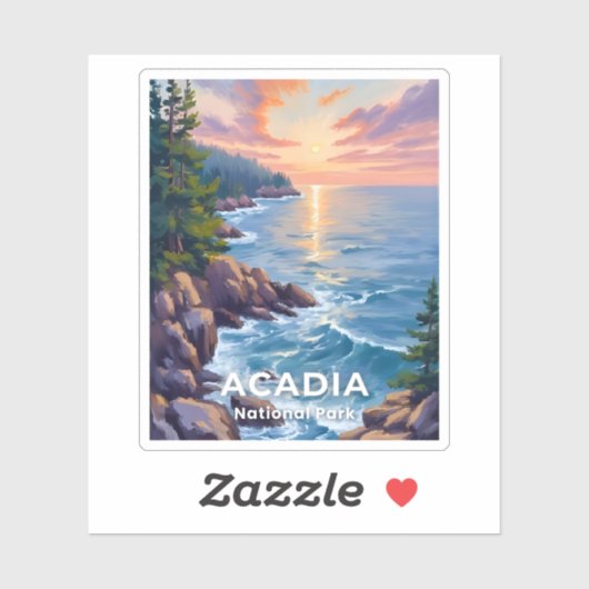 Acadia National Park | Maine Painting Travel Art Aufkleber (Blatt)