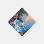 Acadia National Park | Maine Painting Travel Art Serviette (Ecke)