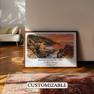 Acadia National Park Maine Poster, Aquarell Poster