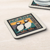 Acadia National Park, Maine | Puffins Getränkeuntersetzer (Linke Seite)