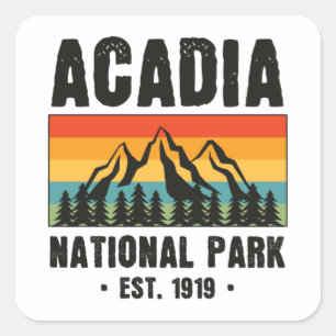 Acadia National Park, Maine Retro Vintage Quadratischer Aufkleber