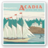 Acadia National Park, Maine | Sailboat & Whale Aufkleber (Vorderseite)
