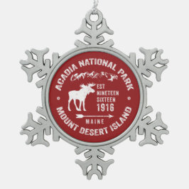 ACADIA NATIONAL PARK MOOSE COLLECTOR URLAUB SCHNEEFLOCKEN Zinn-Ornament