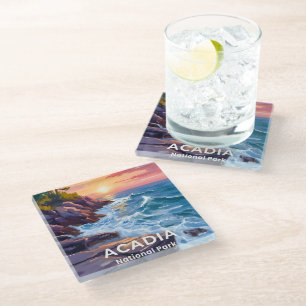 Acadia National Park   Otter Cliffs Maine Reise Glasuntersetzer