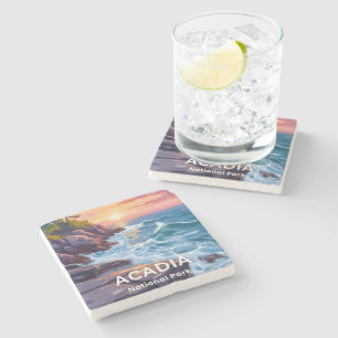 Acadia National Park   Otter Cliffs Maine Reise Steinuntersetzer