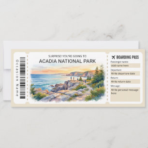 Acadia National Park Reise Bordkarte Ticket Einladung