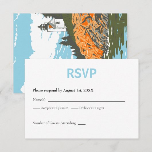 Acadia National Park RSVP Card Retro Karte (Vorne/Hinten)