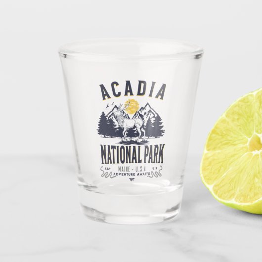 Acadia National Park Rustic Landscape Schnapsglas (Vorderseite)