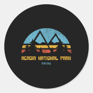 Acadia National Park T-Shirt Maine Retro Vintage W Runder Aufkleber