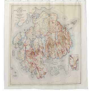 Acadia National Park und Umgebung Vintage Karte Duschvorhang
