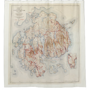 Acadia National Park und Vicinity Vintag Map Duschvorhang