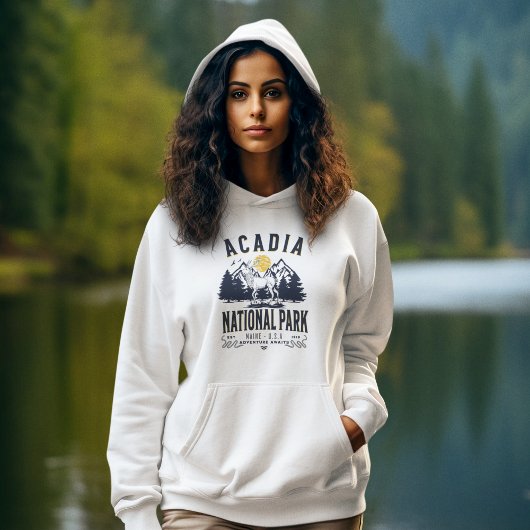 Acadia National Park Vintage Landscape Hoodie