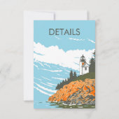Acadia National Park Wedding Details Retro Einladung (Rückseite)