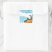 Acadia National Park Wedding Retro Quadratischer Aufkleber (Tasche)