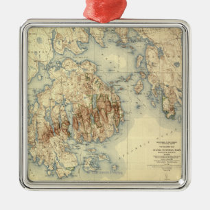 Acadia nationale ParkTopographic panoramische Silbernes Ornament