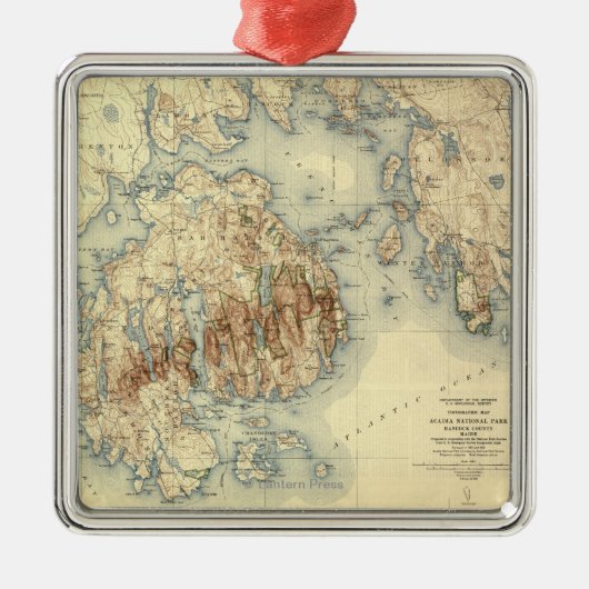 Acadia nationale ParkTopographic panoramische Silbernes Ornament (Vorne)