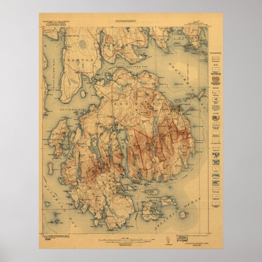 Acadia Nationalpark 1922 Topografische Karte Poster (Vorne)