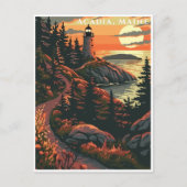 Acadia Nationalpark America Vintage Travel Postkarte (Vorderseite)