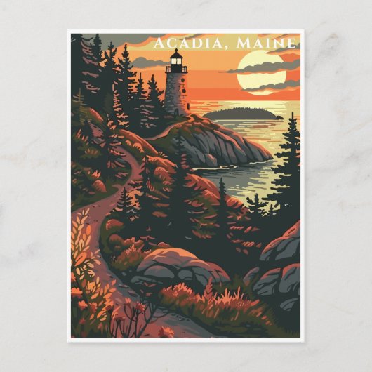 Acadia Nationalpark America Vintage Travel Postkarte (Vorderseite)
