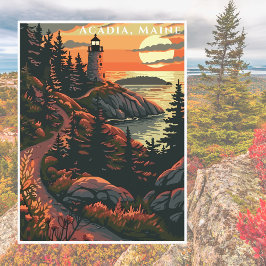 Acadia Nationalpark America Vintage Travel Postkarte