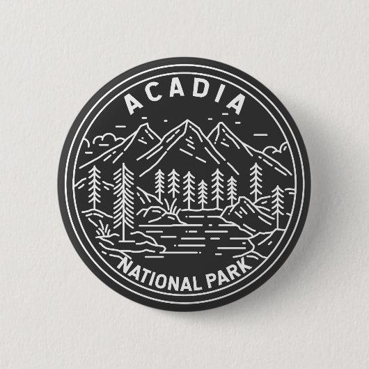 Acadia Nationalpark Bar Hafen Monoline Button (Vorderseite)