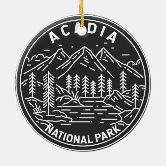Acadia Nationalpark Bar Hafen Monoline Keramik Ornament (Hinten)