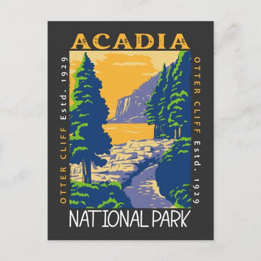Acadia Nationalpark Bar Hafen Otter Cliff Retro Postkarte (Vorderseite)