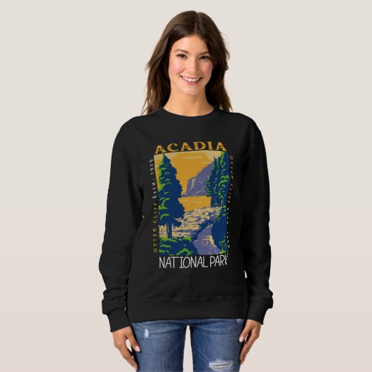 Acadia Nationalpark Bar Hafen Otter Cliff Retro Sweatshirt (Vorne ganz)