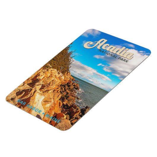 Acadia Nationalpark Bar Hafen Wasserfarbe Magnet (Linke Seite)