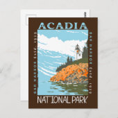 Acadia Nationalpark Bar Harbour Leuchtturm Vintag Postkarte (Vorne/Hinten)