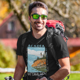 Acadia Nationalpark Bar Harbour Leuchtturm Vintag T-Shirt