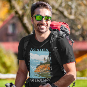 Acadia Nationalpark Bar Harbour Leuchtturm Vintag T-Shirt