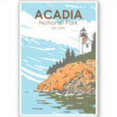 Acadia Nationalpark Bar Harbour Lighthouse Aufkleber (Vorderseite)