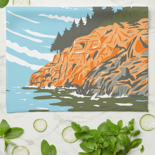 Acadia Nationalpark Bar Harbour Lighthouse Geschirrtuch (Gefaltet)