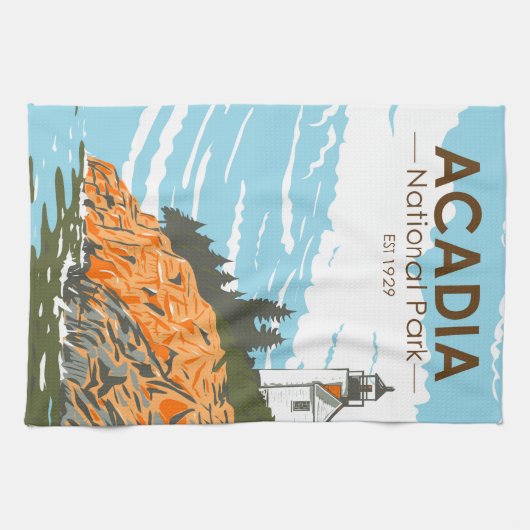 Acadia Nationalpark Bar Harbour Lighthouse Geschirrtuch (Horizontal)