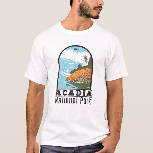 Acadia Nationalpark Bar Harbour Lighthouse Maine T-Shirt (Vorderseite)