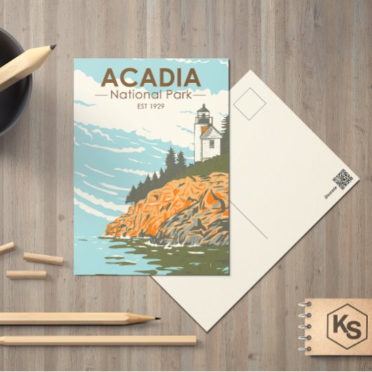Acadia Nationalpark Bar Harbour Lighthouse Postkarte