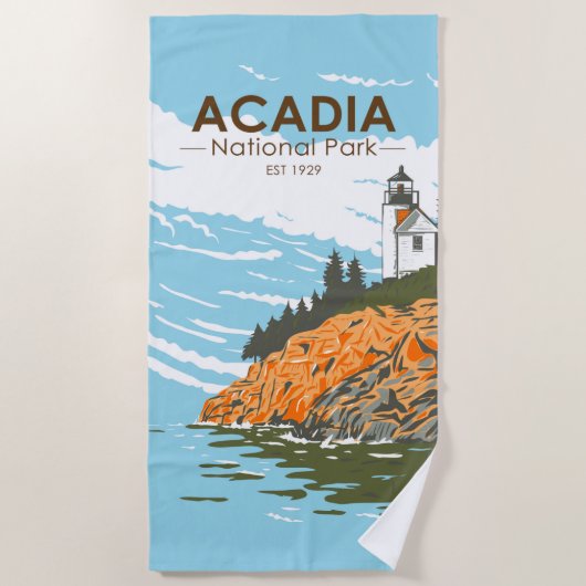 Acadia Nationalpark Bar Harbour Lighthouse Strandtuch (Vorderseite)