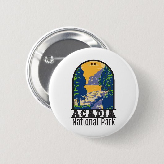 Acadia Nationalpark Bar Harbour Ocean Path Button (Vorne & Hinten)