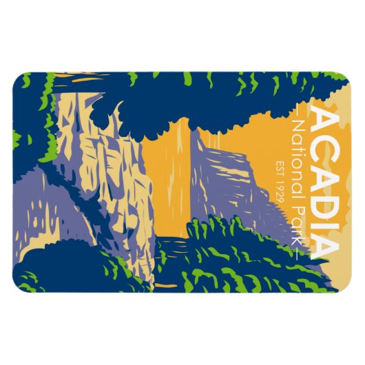 Acadia Nationalpark Bar Harbour Ocean Path Maine Magnet (Horizontal)