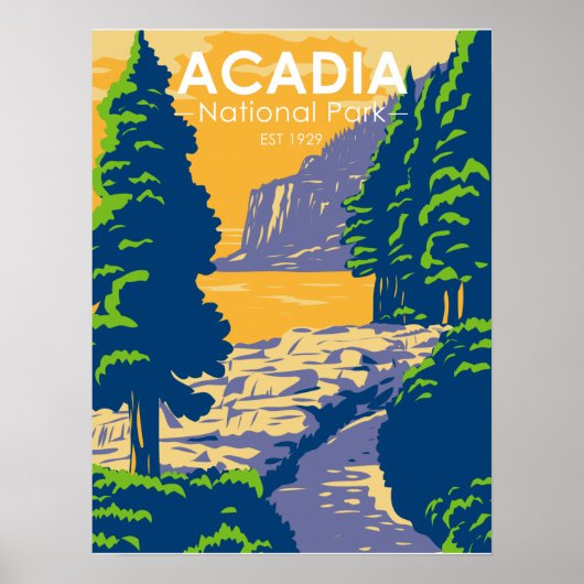 Acadia Nationalpark Bar Harbour Ocean Path Poster (Vorne)
