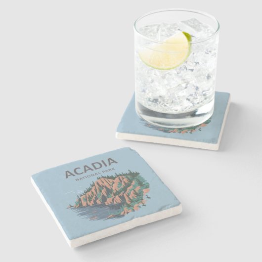 Acadia Nationalpark Cadillac Steinuntersetzer (Seitenansicht)