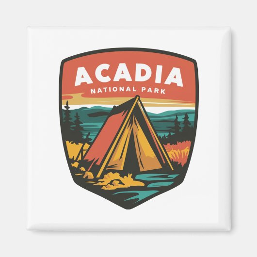 Acadia Nationalpark Camping Emblem Magnet (Vorne)